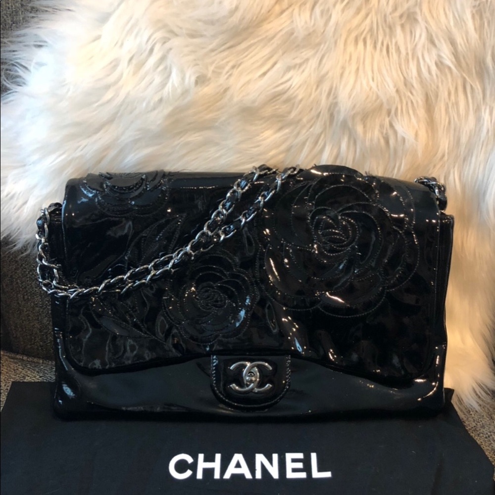 Chanel Petals Camellia Patent Flap